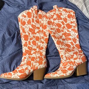 Orange and White Women's Boots